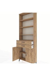 Arges Dolap 5 Raflı 2 Çekmeceli 2 Kapaklı 88x30x243 Çam-Çam