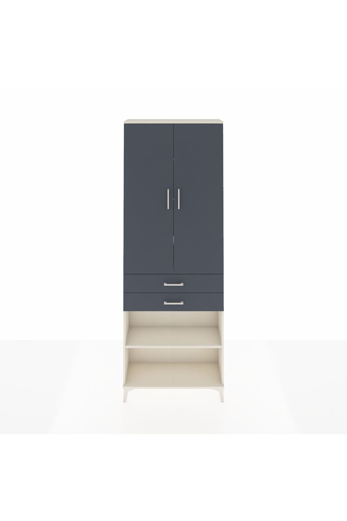 Arges Dolap 5 Raflı 2 Çekmeceli 2 Kapaklı 88x30x243 Aytaşı-Antrasit