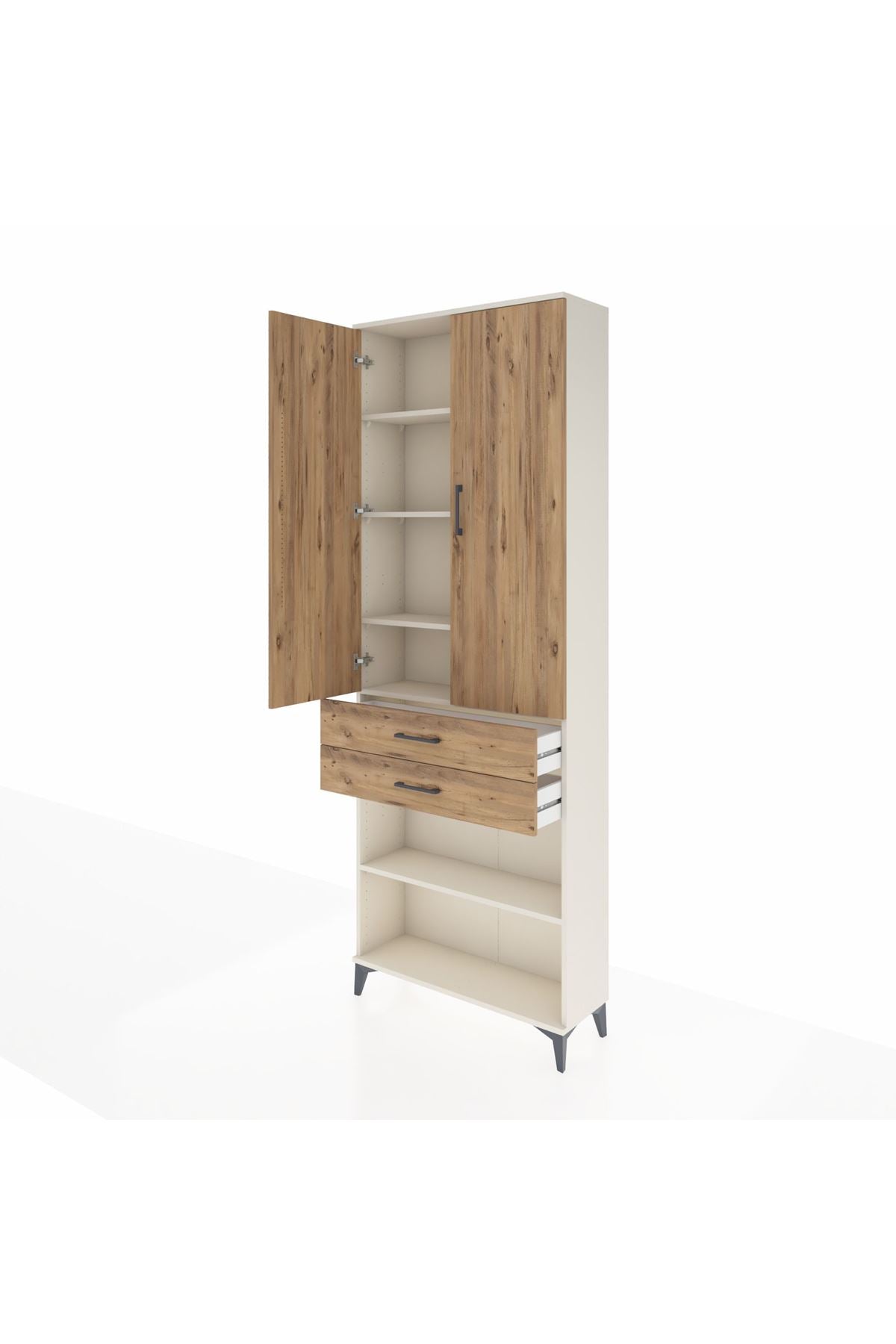 Arges Dolap 5 Raflı 2 Çekmeceli 2 Kapaklı 88x30x243 Aytaşı-Çam