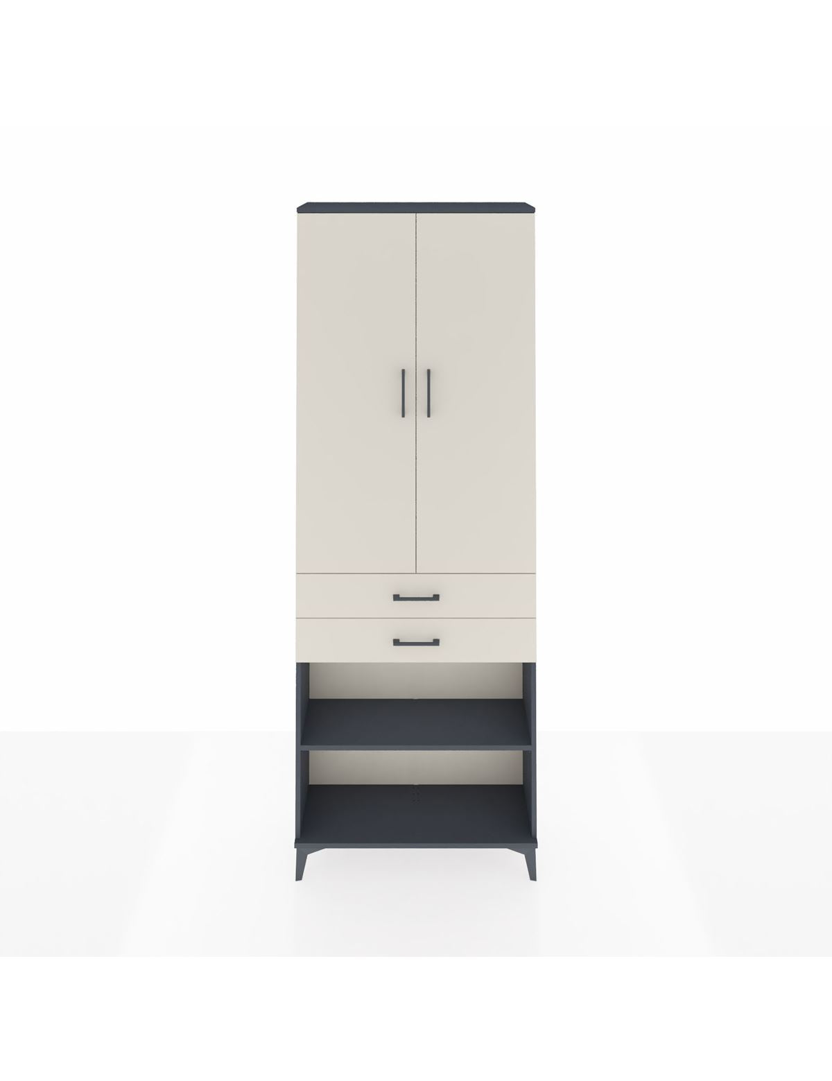 Arges Dolap 5 Raflı 2 Çekmeceli 2 Kapaklı 88x30x243 Antrasit-Aytaşı