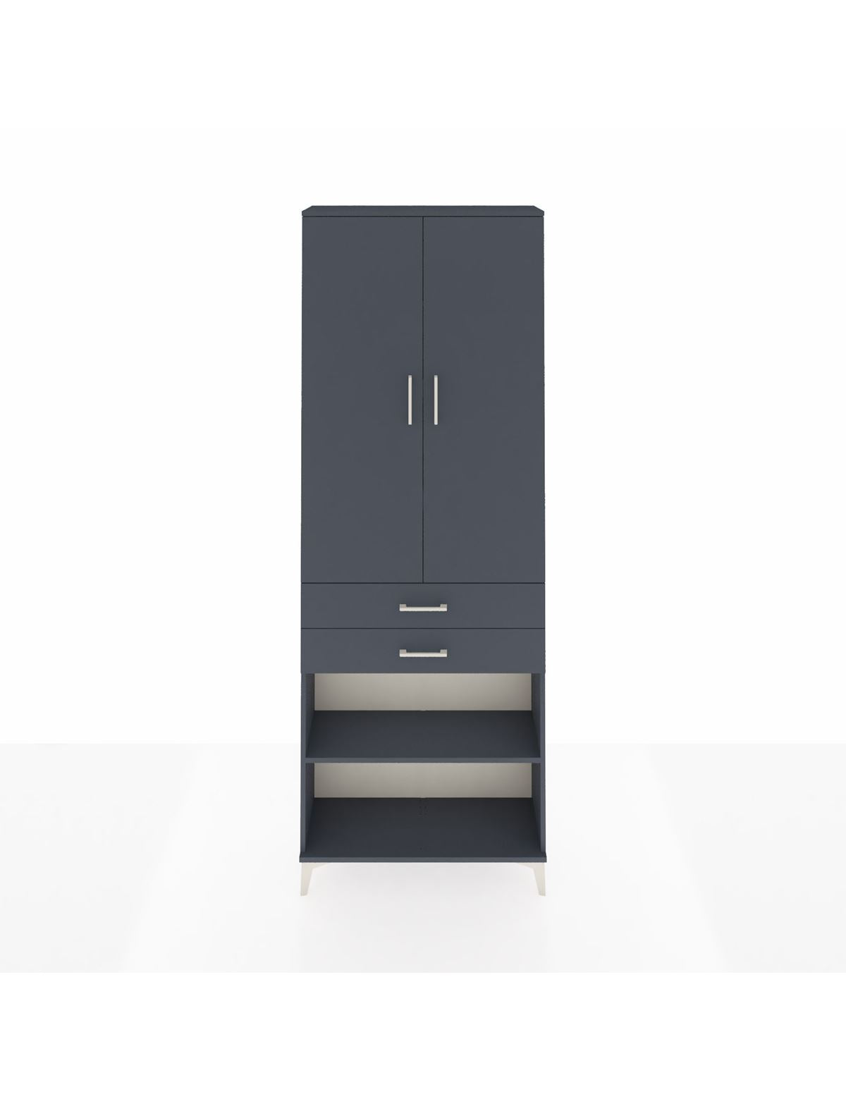 Arges Dolap 5 Raflı 2 Çekmeceli 2 Kapaklı 88x30x243 Antrasit-Antrasit