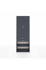 Arges Dolap 5 Raflı 2 Çekmeceli 2 Kapaklı 88x30x243 Antrasit-Antrasit