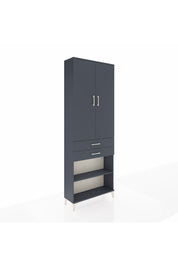 Arges Dolap 5 Raflı 2 Çekmeceli 2 Kapaklı 88x30x243 Antrasit-Antrasit
