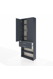 Arges Dolap 5 Raflı 2 Çekmeceli 2 Kapaklı 88x30x243 Antrasit-Antrasit