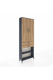 Arges Dolap 5 Raflı 2 Çekmeceli 2 Kapaklı 88x30x243 Antrasit-Çam