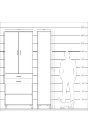 Arges Dolap 5 Raflı 2 Çekmeceli 2 Kapaklı 88x30x243 Antrasit-Çam