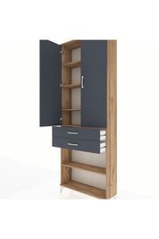 Arges Dolap 5 Raflı 2 Çekmeceli 2 Kapaklı 88x30x243 Çam-Antrasit