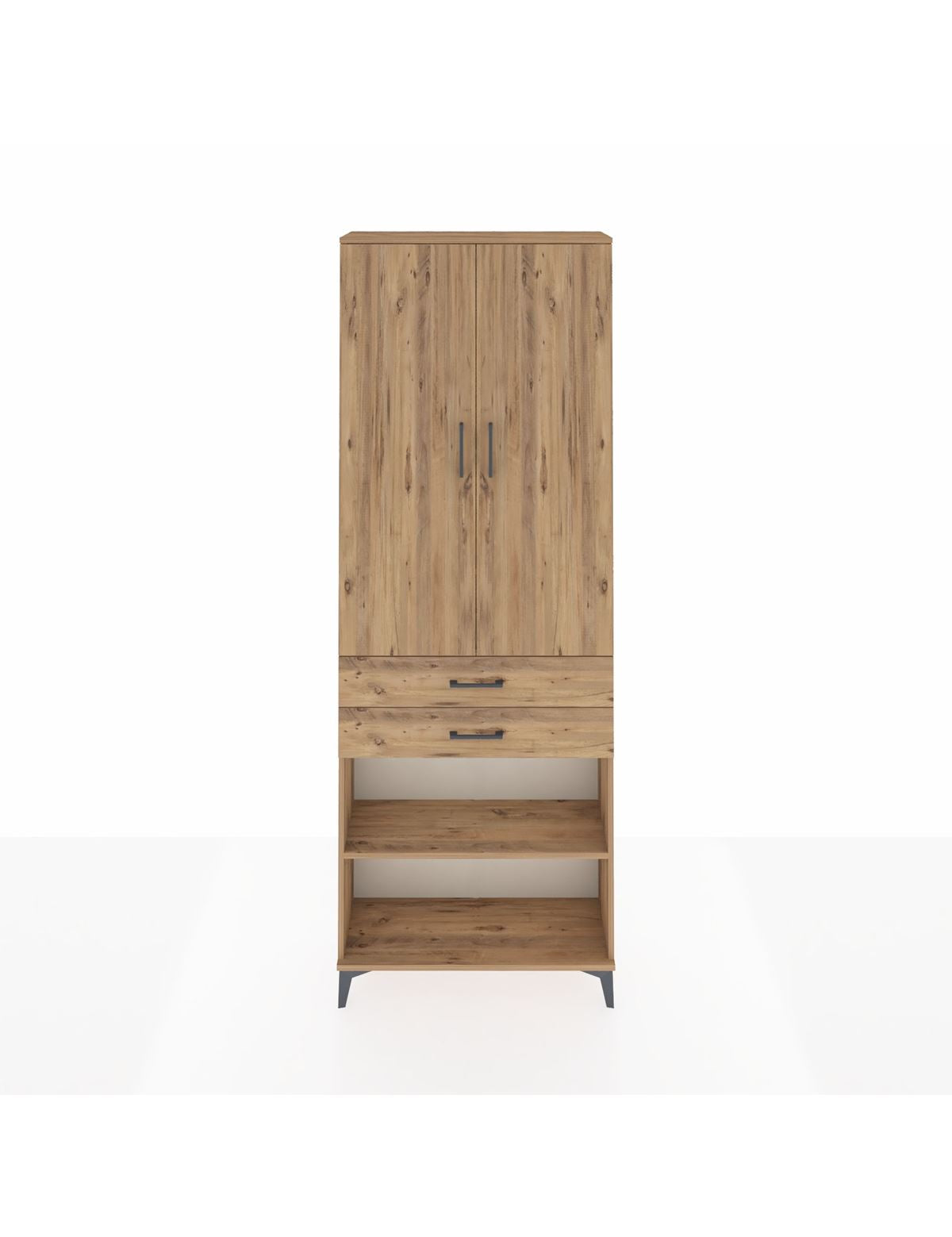 Arges Dolap 5 Raflı 2 Çekmeceli 2 Kapaklı 88x30x243 Çam-Çam