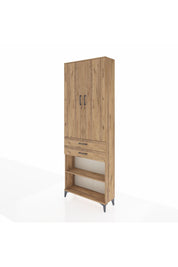 Arges Dolap 5 Raflı 2 Çekmeceli 2 Kapaklı 88x30x243 Çam-Çam
