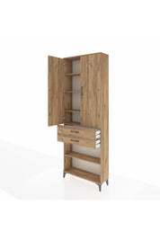 Arges Dolap 5 Raflı 2 Çekmeceli 2 Kapaklı 88x30x243 Çam-Çam