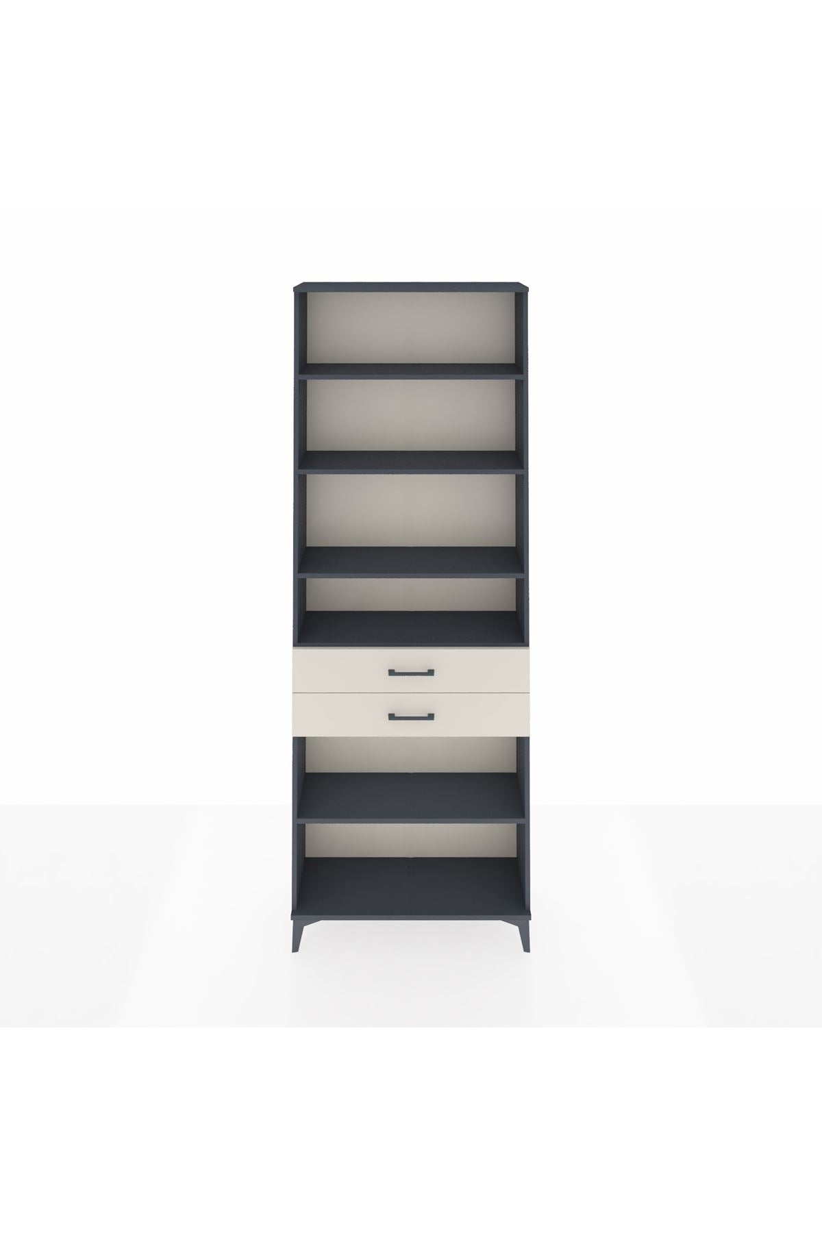 Arges Dolap 5 Raflı 2 Çekmeceli 88x30x243 Antrasit-Aytaşı
