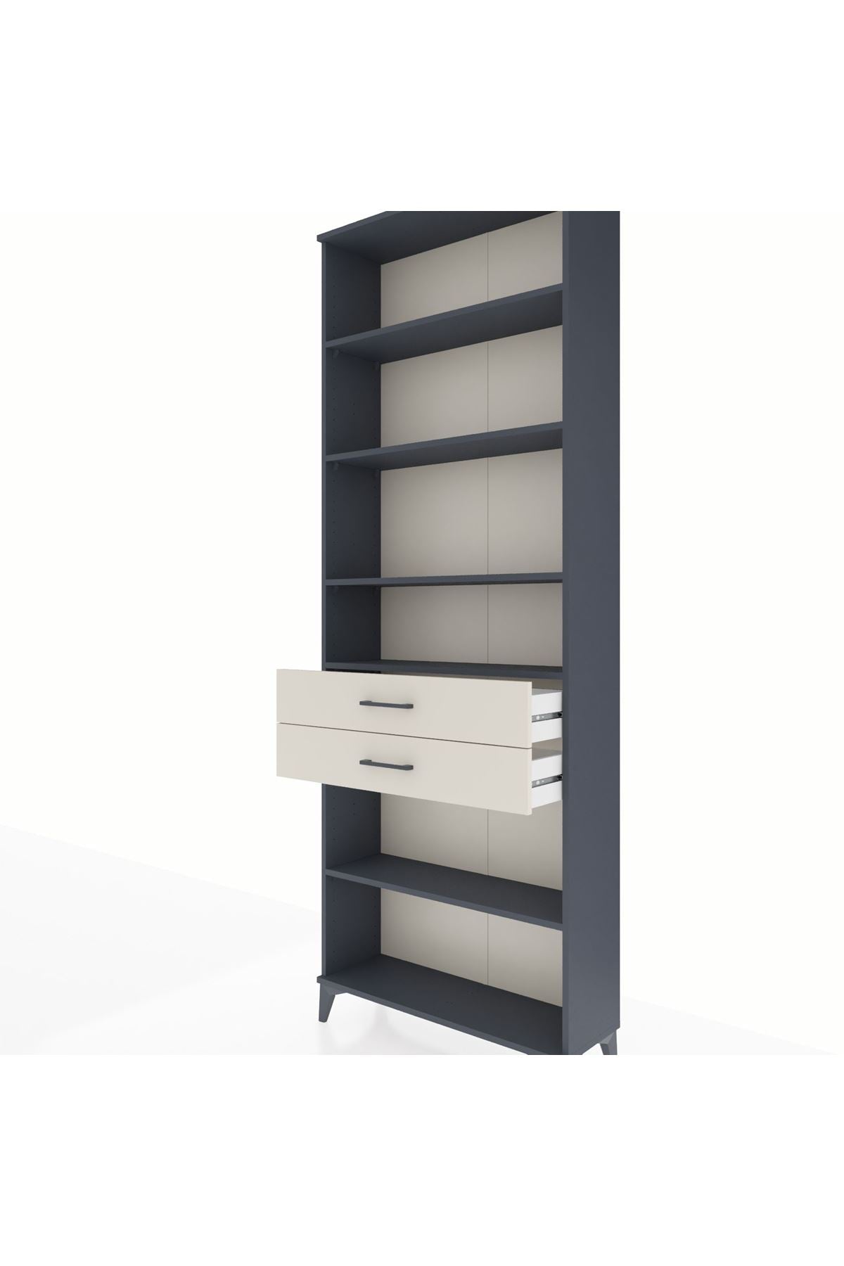 Arges Dolap 5 Raflı 2 Çekmeceli 88x30x243 Antrasit-Aytaşı