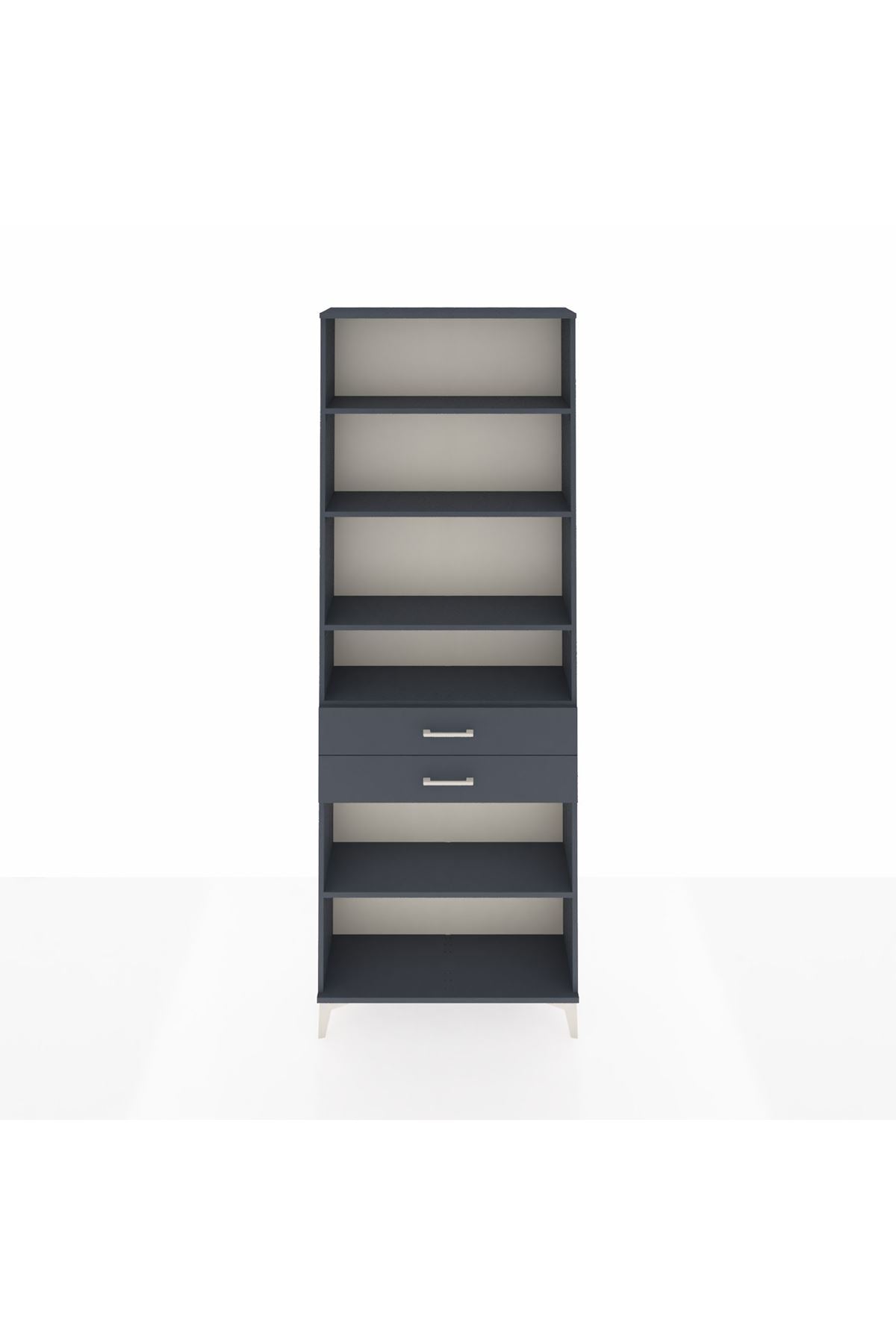 Arges Dolap 5 Raflı 2 Çekmeceli 88x30x243 Antrasit-Antrasit