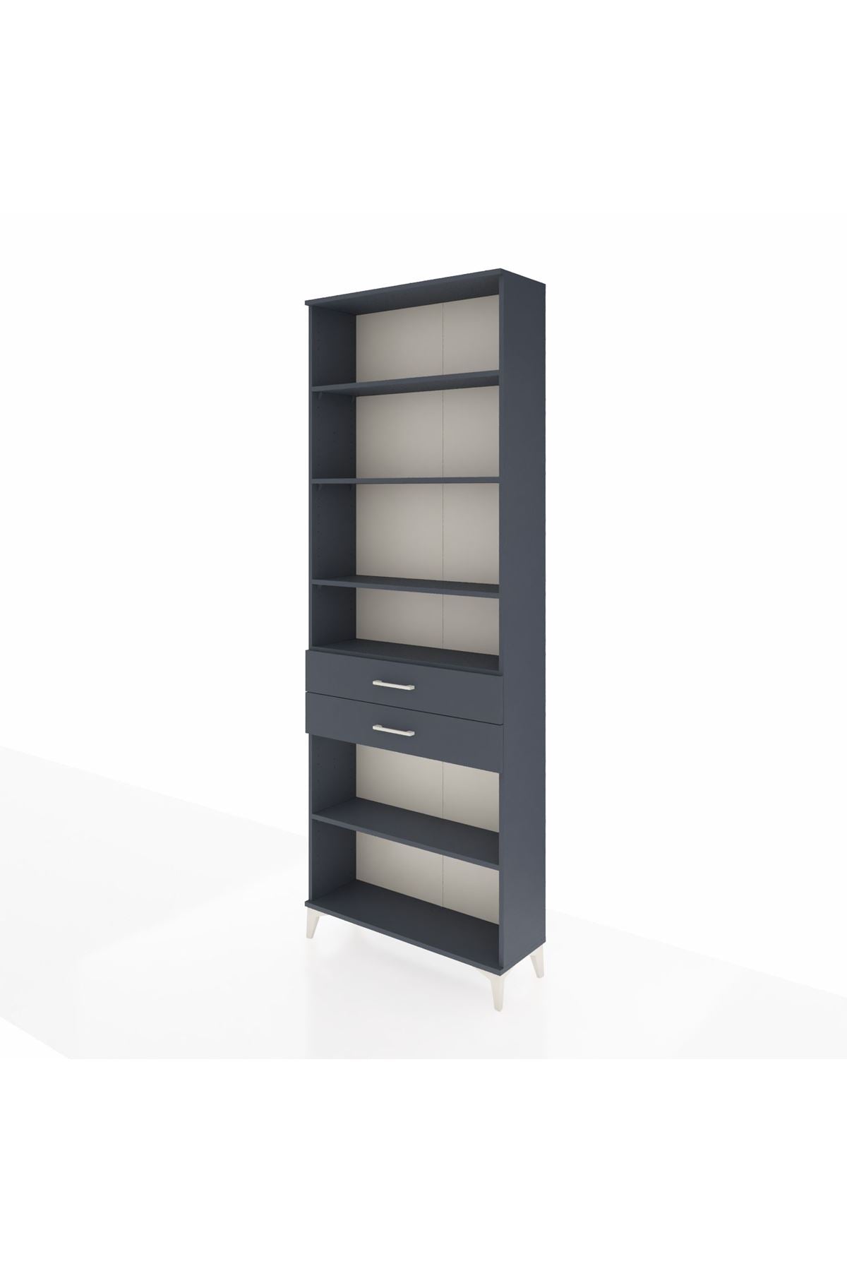 Arges Dolap 5 Raflı 2 Çekmeceli 88x30x243 Antrasit-Antrasit