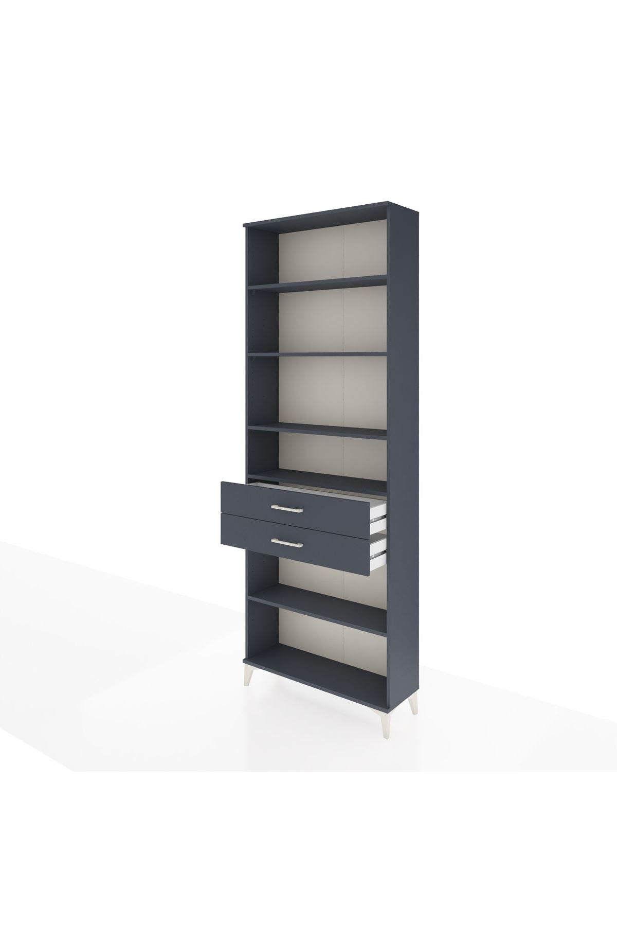 Arges Dolap 5 Raflı 2 Çekmeceli 88x30x243 Antrasit-Antrasit