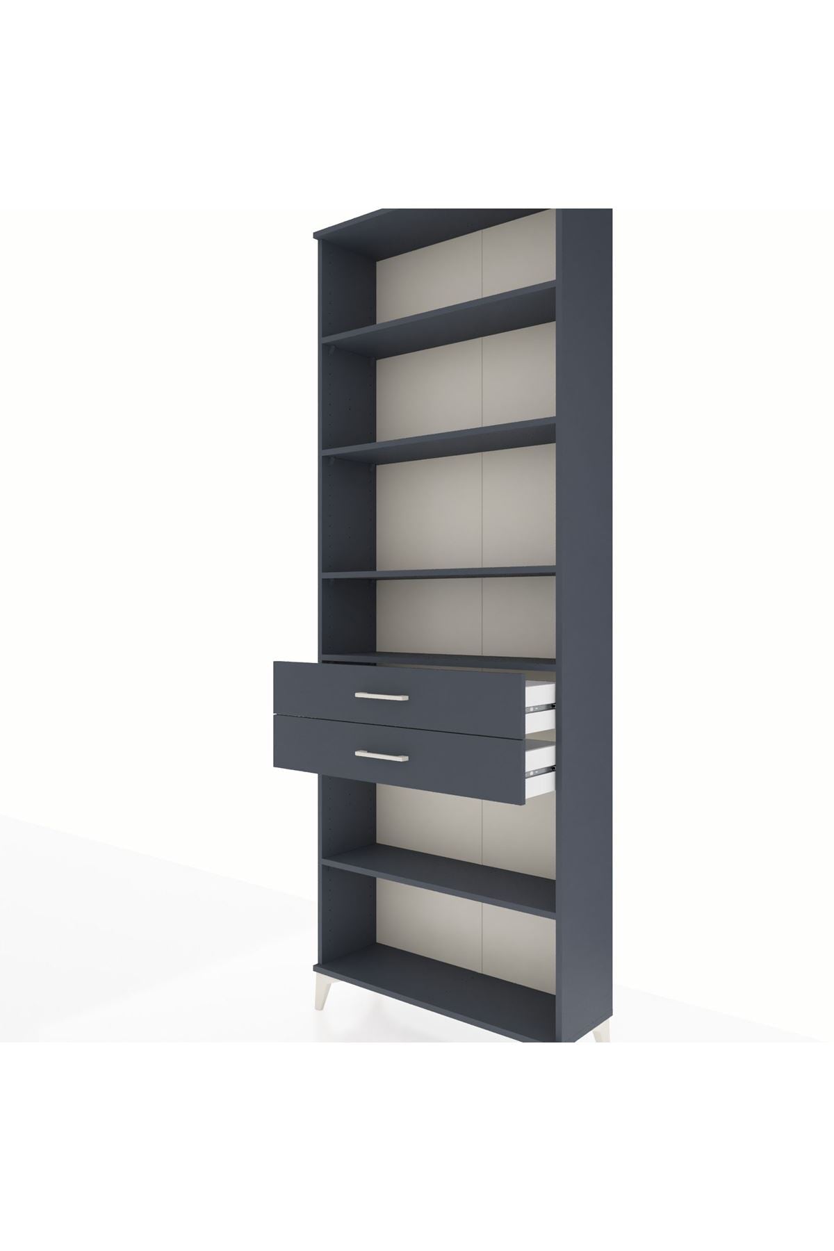 Arges Dolap 5 Raflı 2 Çekmeceli 88x30x243 Antrasit-Antrasit