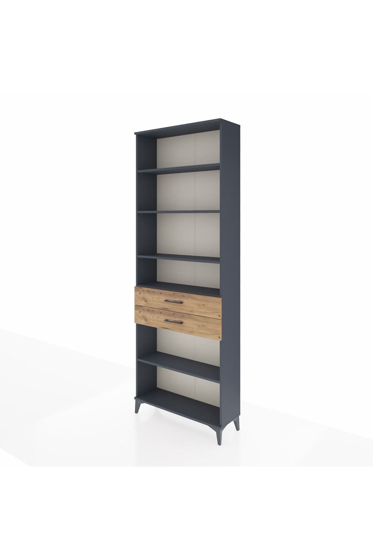 Arges Dolap 5 Raflı 2 Çekmeceli 88x30x243 Antrasit-Çam