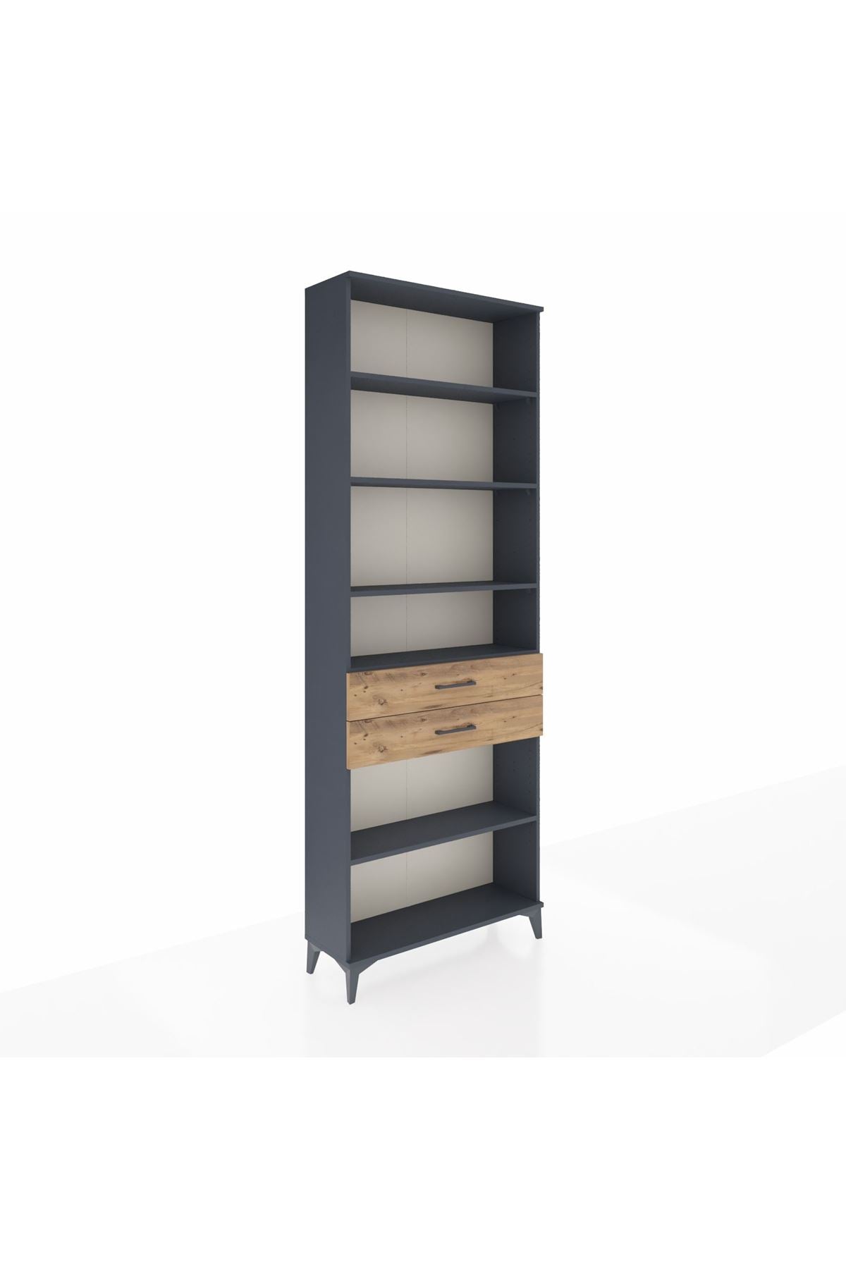 Arges Dolap 5 Raflı 2 Çekmeceli 88x30x243 Antrasit-Çam