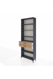 Arges Dolap 5 Raflı 2 Çekmeceli 88x30x243 Antrasit-Çam