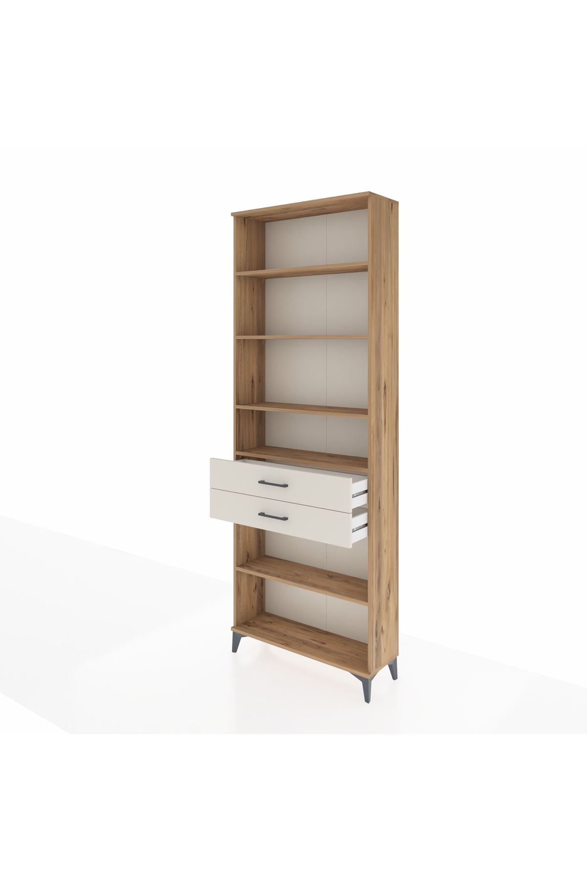 Arges Dolap 5 Raflı 2 Çekmeceli 88x30x243 Çam-Aytaşı