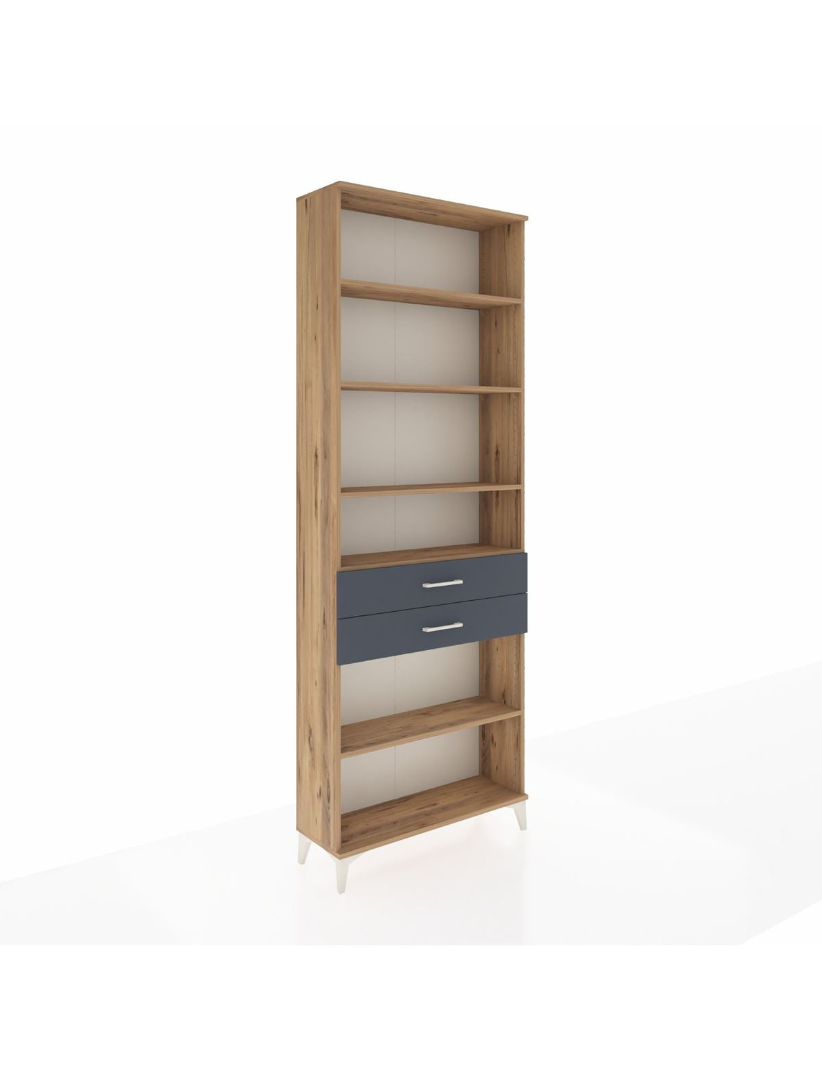 Arges Dolap 5 Raflı 2 Çekmeceli 88x30x243 Çam-Antrasit