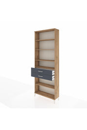 Arges Dolap 5 Raflı 2 Çekmeceli 88x30x243 Çam-Antrasit