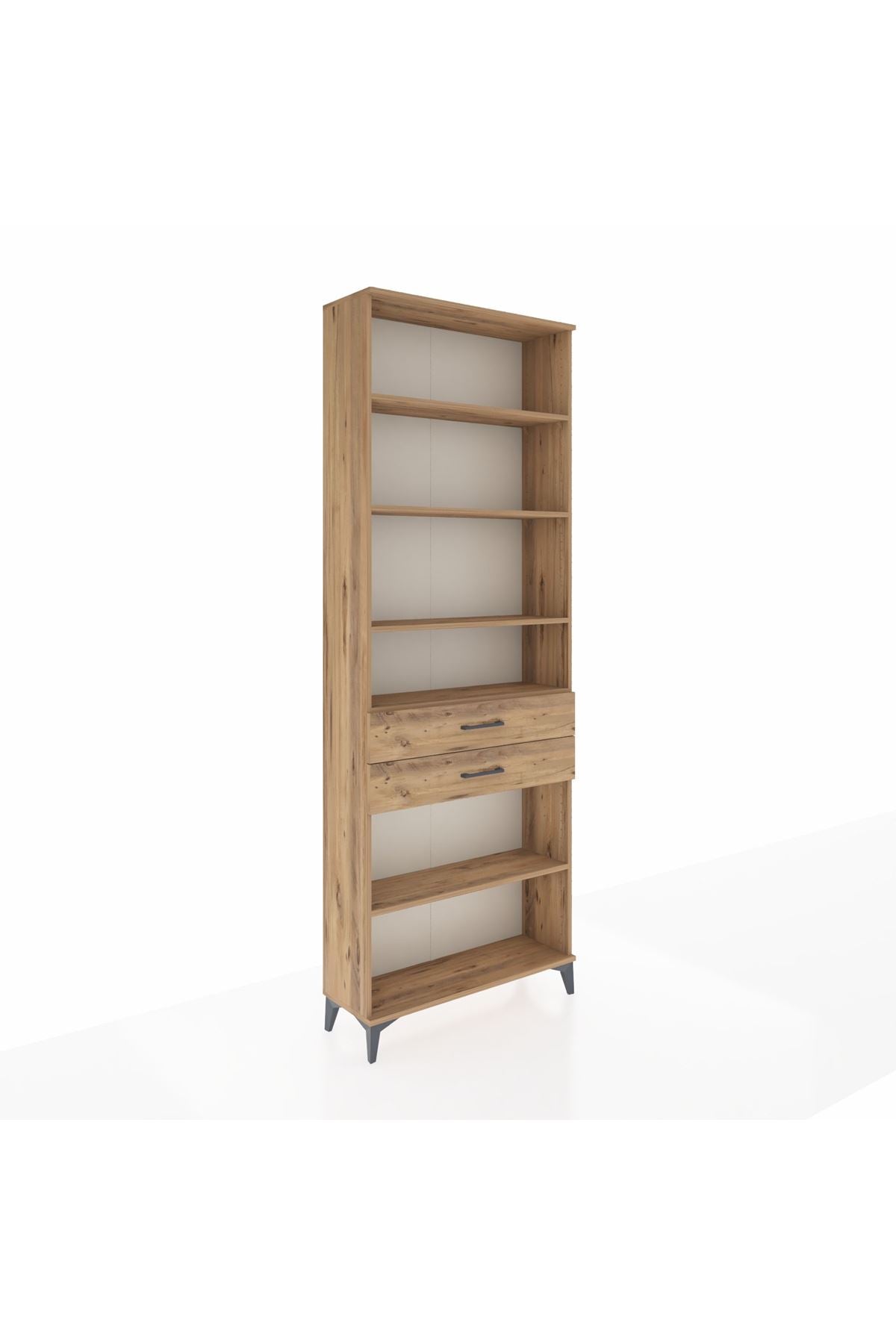 Arges Dolap 5 Raflı 2 Çekmeceli 88x30x243 Çam-Çam