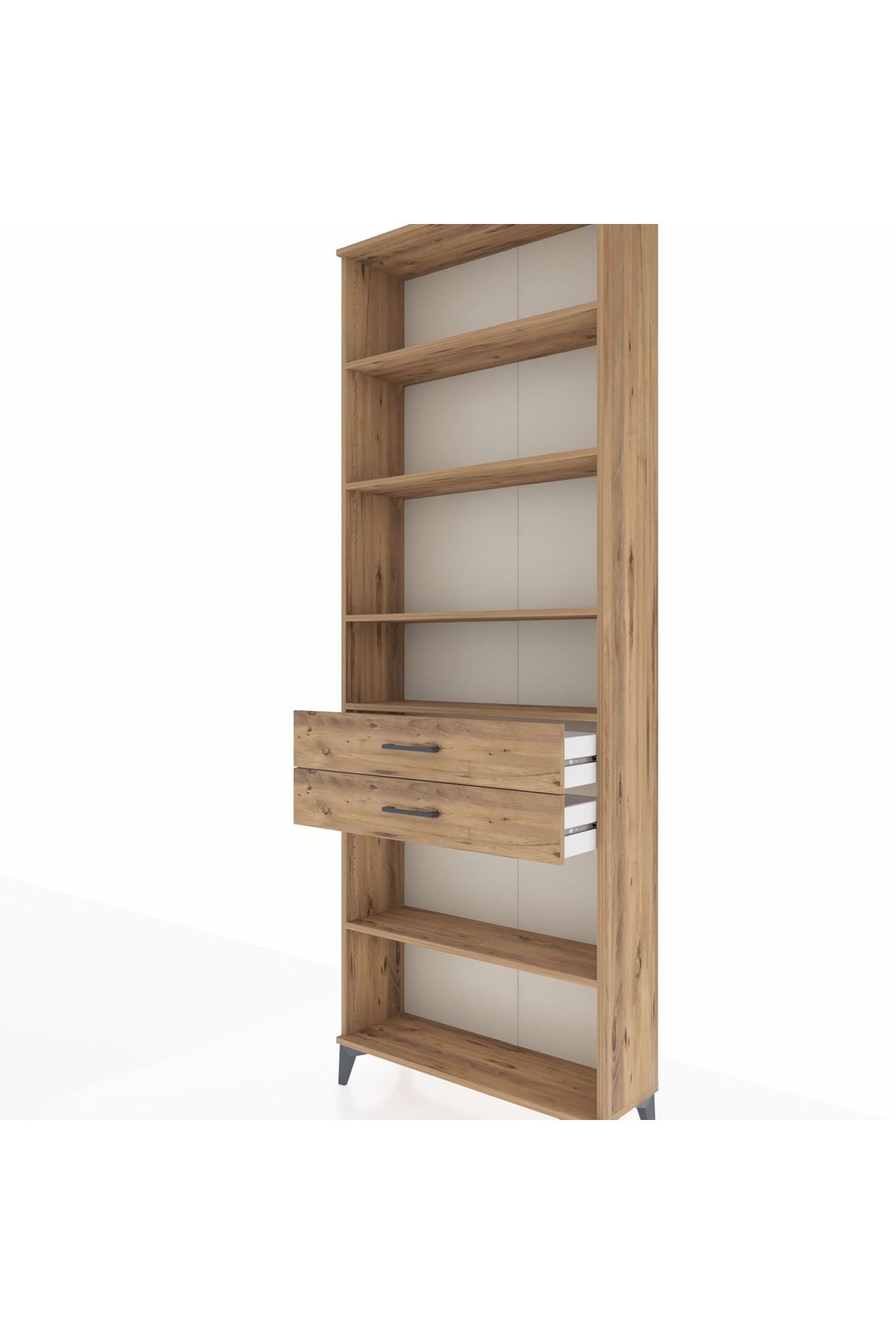 Arges Dolap 5 Raflı 2 Çekmeceli 88x30x243 Çam-Çam