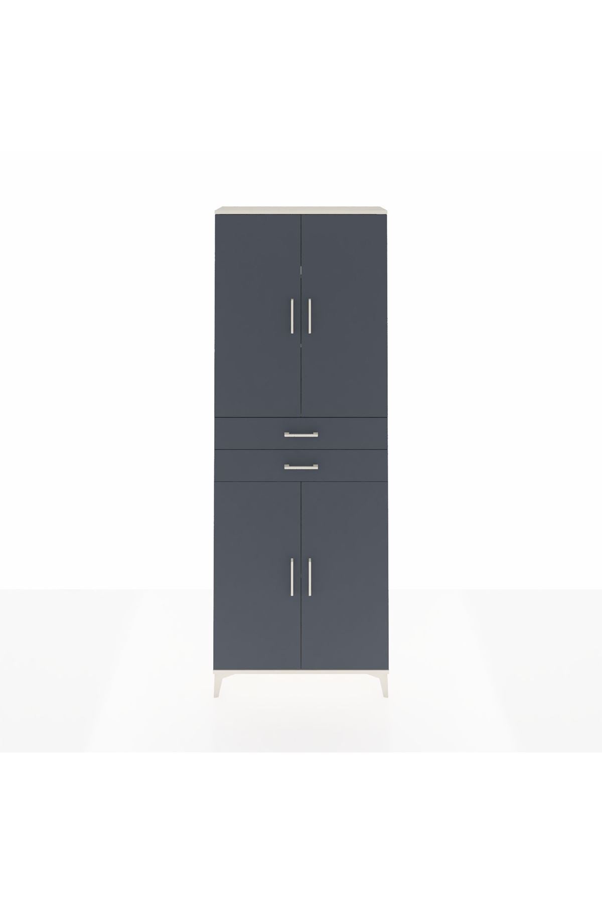 Arges Dolap 4 Raflı 2 Çekmeceli 4 Kapaklı 88x30x243 Aytaşı-Antrasit