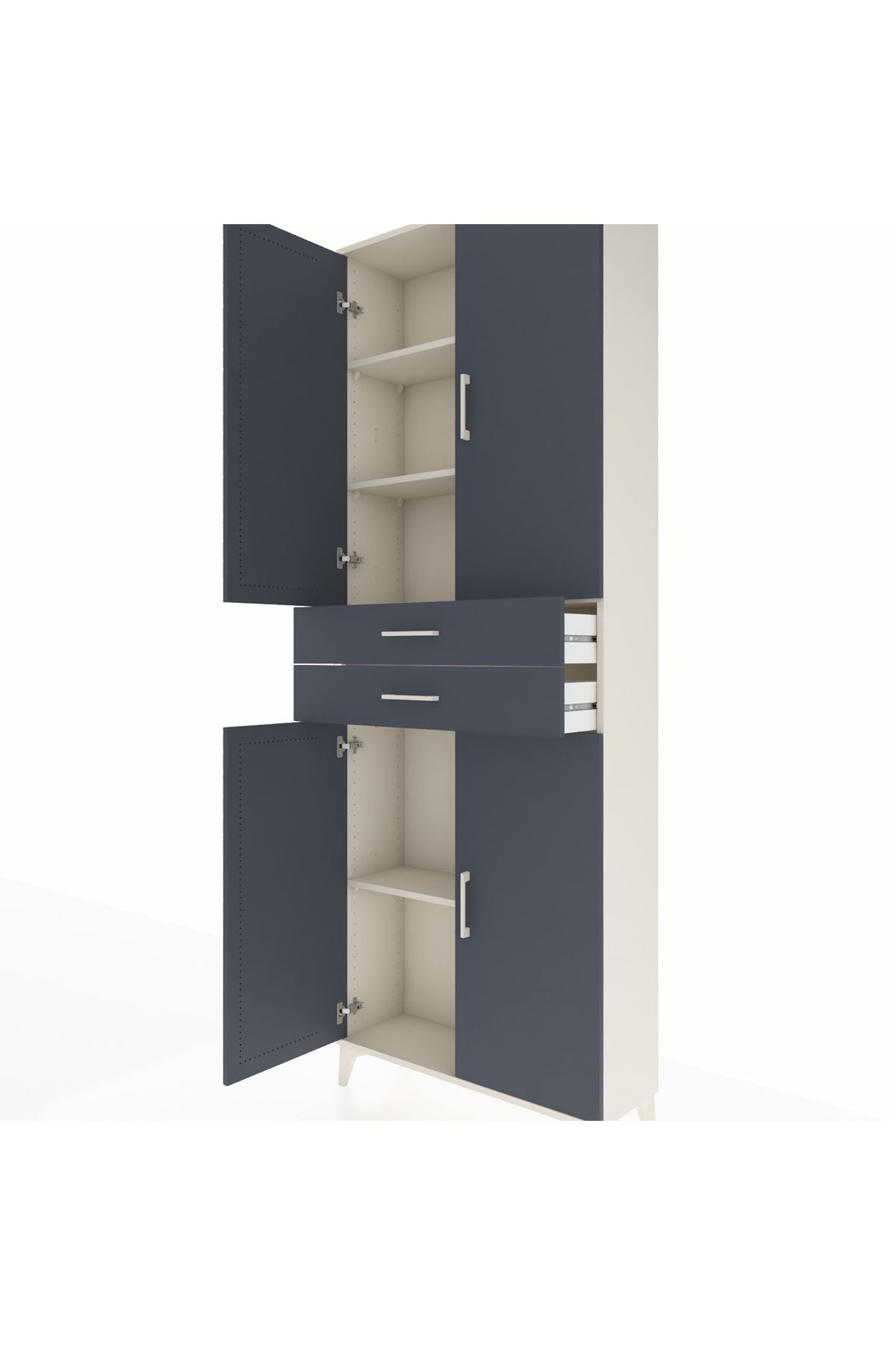 Arges Dolap 4 Raflı 2 Çekmeceli 4 Kapaklı 88x30x243 Aytaşı-Antrasit