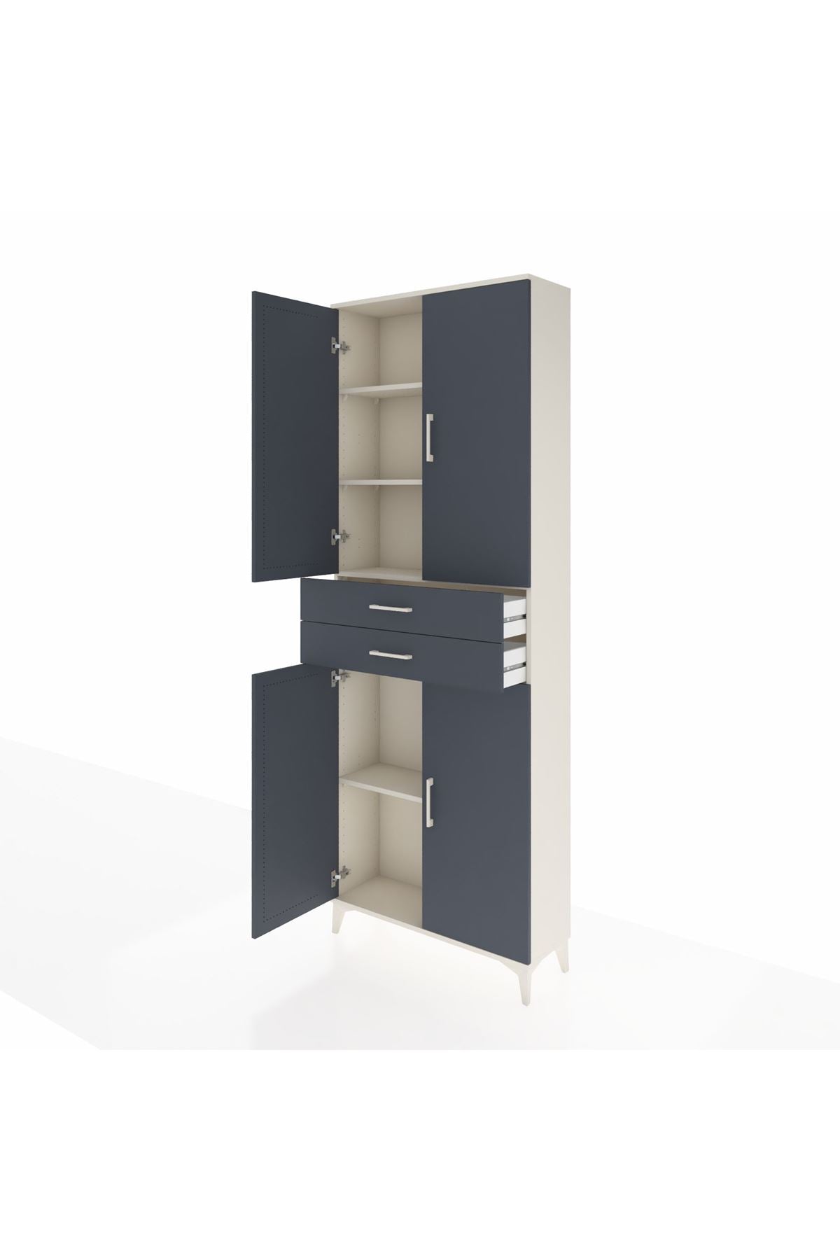 Arges Dolap 4 Raflı 2 Çekmeceli 4 Kapaklı 88x30x243 Aytaşı-Antrasit