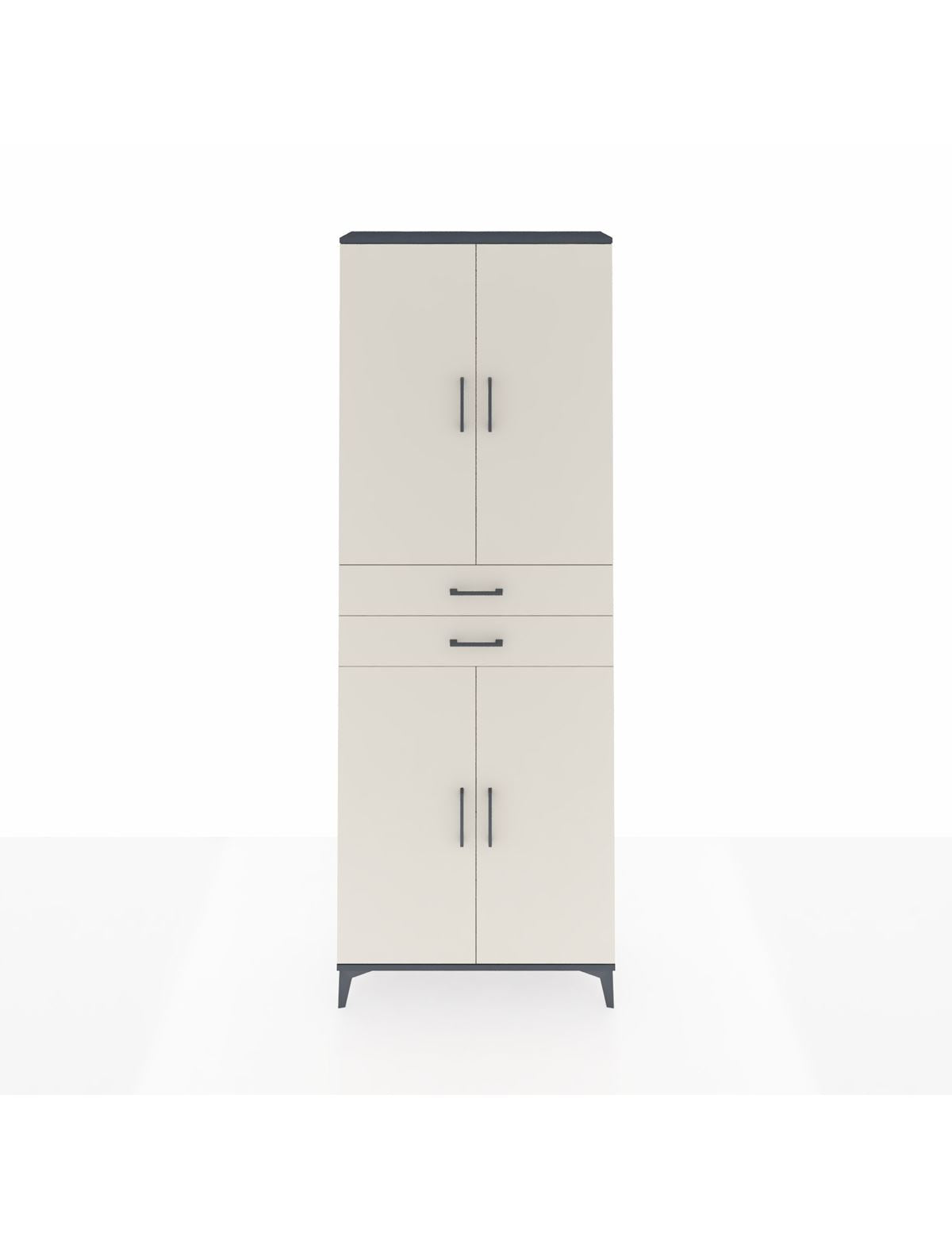 Arges Dolap 4 Raflı 2 Çekmeceli 4 Kapaklı 88x30x243 Antrasit-Aytaşı