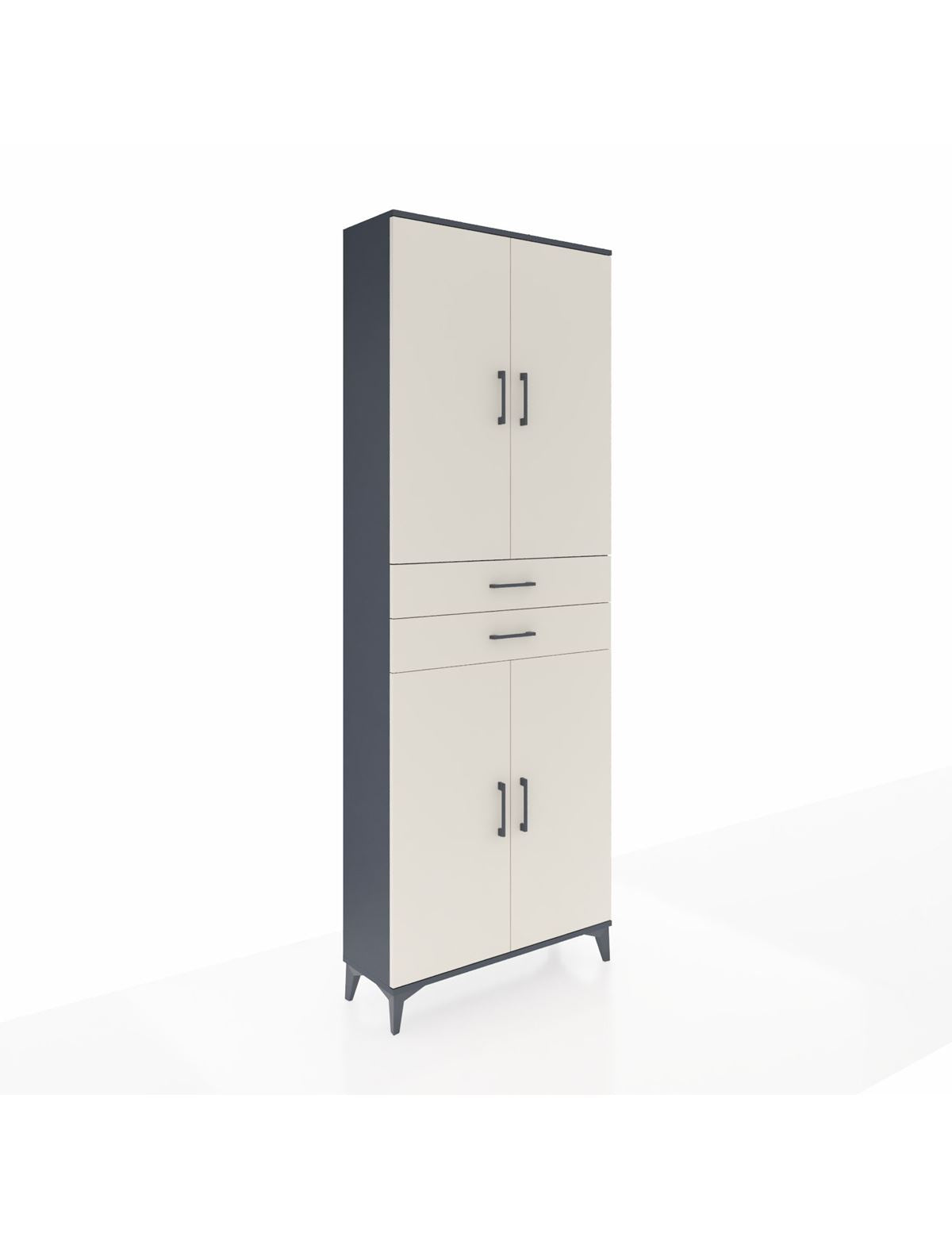 Arges Dolap 4 Raflı 2 Çekmeceli 4 Kapaklı 88x30x243 Antrasit-Aytaşı