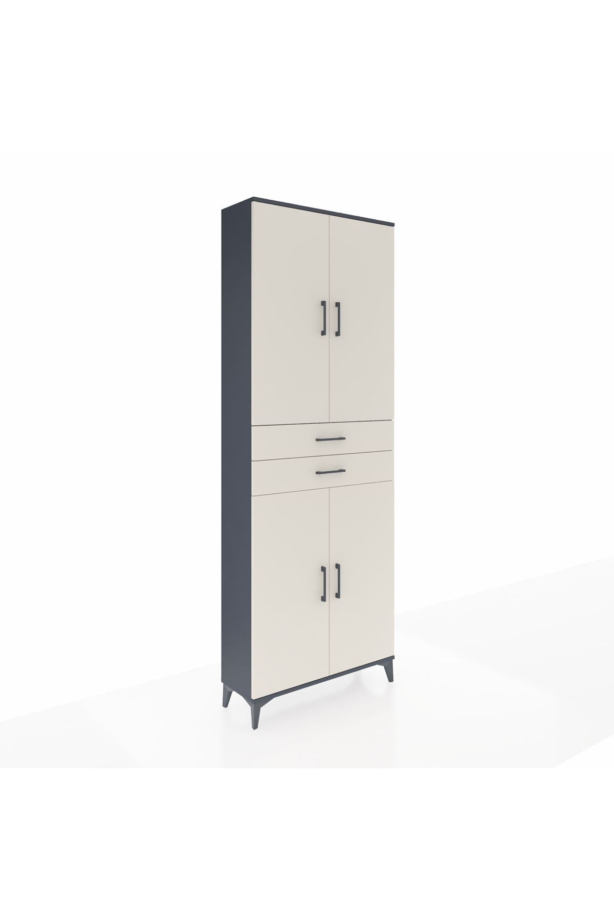 Arges Dolap 4 Raflı 2 Çekmeceli 4 Kapaklı 88x30x243 Antrasit-Aytaşı