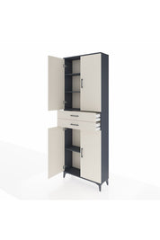 Arges Dolap 4 Raflı 2 Çekmeceli 4 Kapaklı 88x30x243 Antrasit-Aytaşı