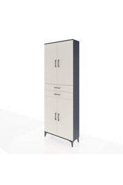 Arges Dolap 4 Raflı 2 Çekmeceli 4 Kapaklı 88x30x243 Antrasit-Aytaşı