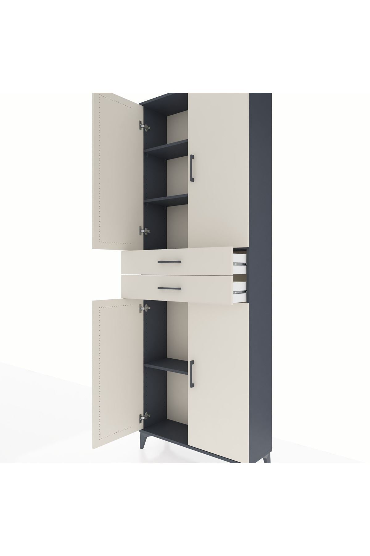 Arges Dolap 4 Raflı 2 Çekmeceli 4 Kapaklı 88x30x243 Antrasit-Aytaşı