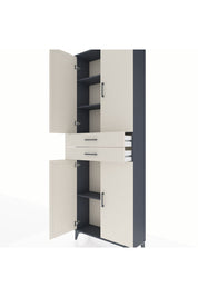 Arges Dolap 4 Raflı 2 Çekmeceli 4 Kapaklı 88x30x243 Antrasit-Aytaşı