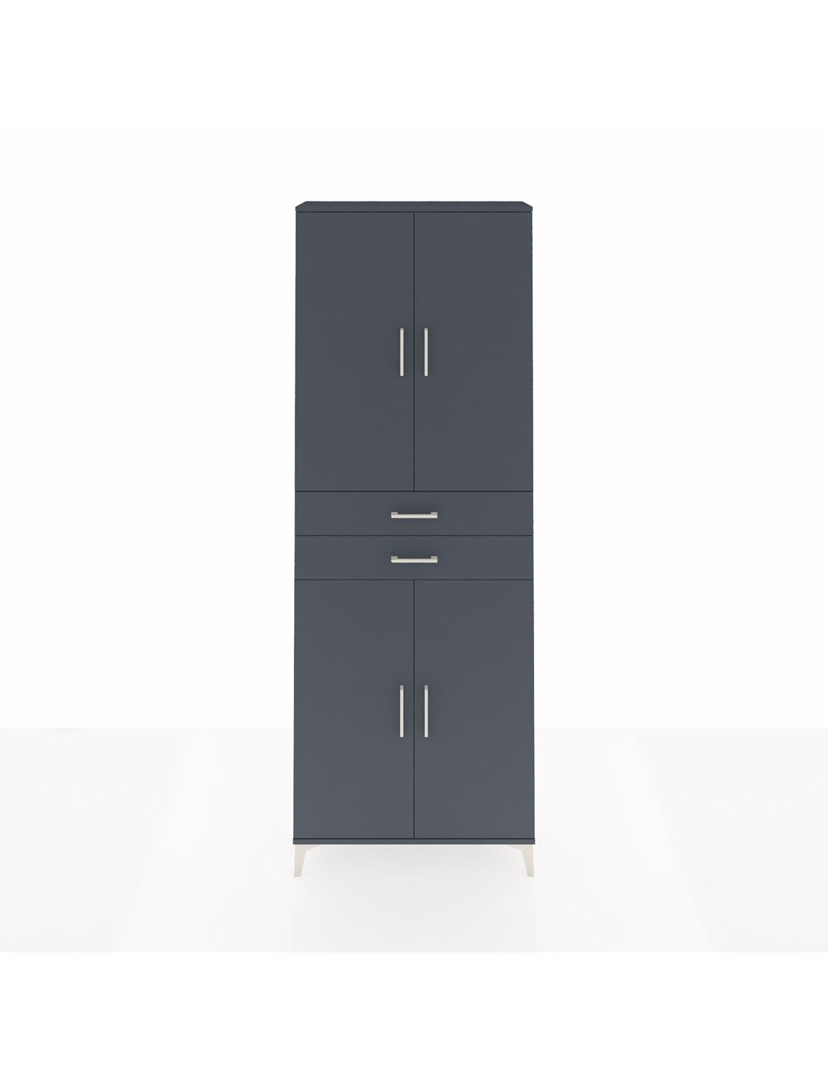 Arges Dolap 4 Raflı 2 Çekmeceli 4 Kapaklı 88x30x243 Antrasit-Antrasit