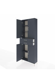 Arges Dolap 4 Raflı 2 Çekmeceli 4 Kapaklı 88x30x243 Antrasit-Antrasit