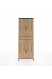 Arges Dolap 4 Raflı 2 Çekmeceli 4 Kapaklı 88x30x243 Antrasit-Çam