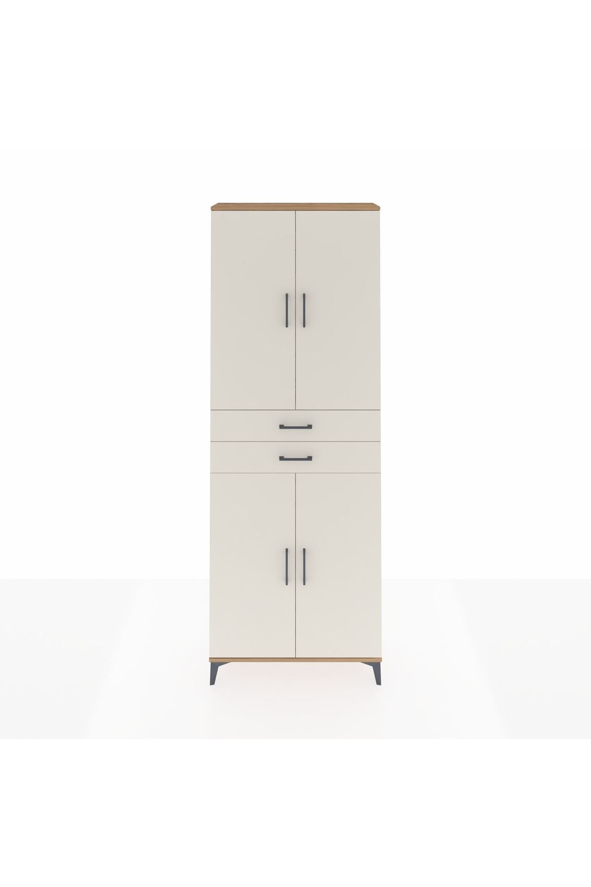 Arges Dolap 4 Raflı 2 Çekmeceli 4 Kapaklı 88x30x243 Çam-Aytaşı