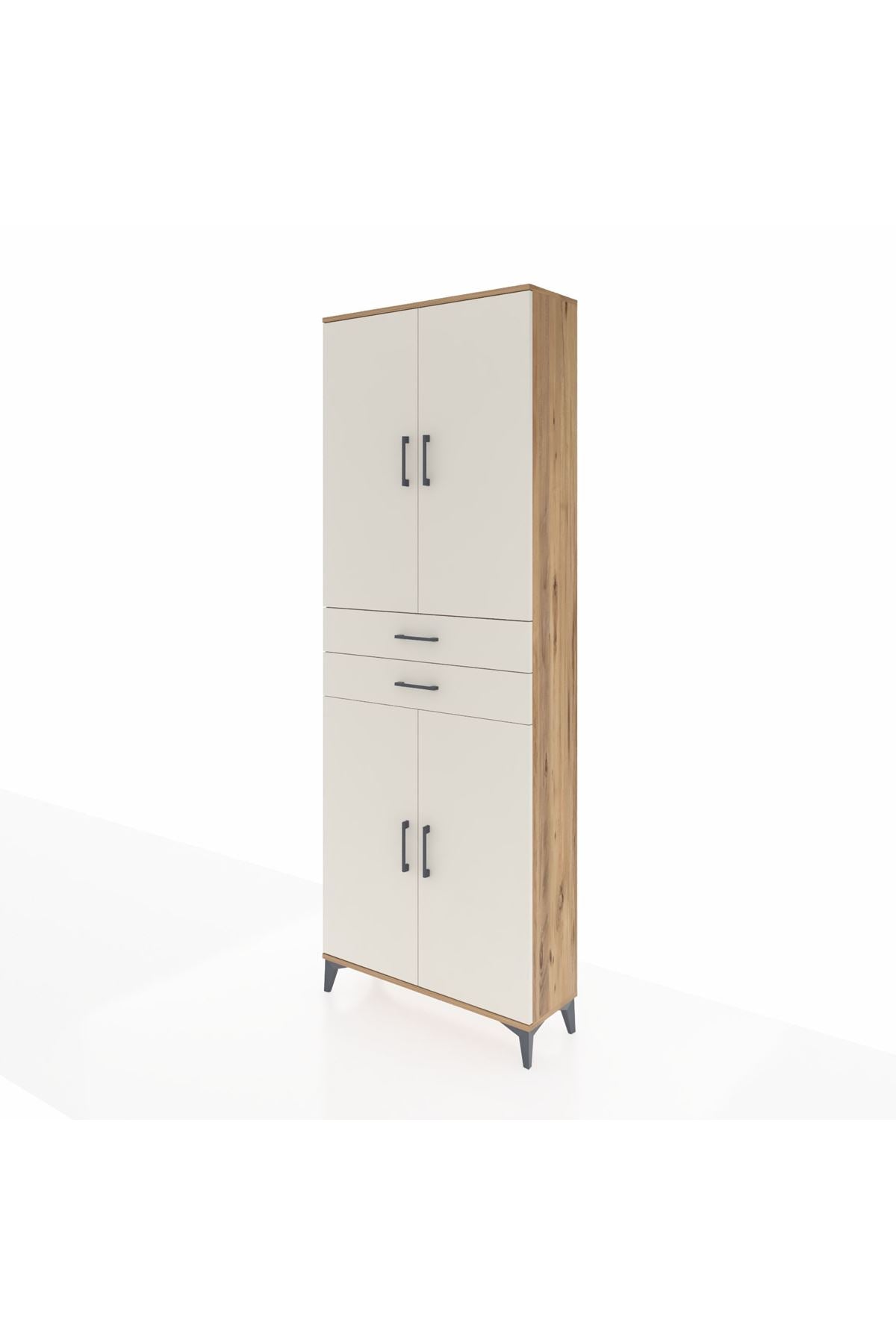 Arges Dolap 4 Raflı 2 Çekmeceli 4 Kapaklı 88x30x243 Çam-Aytaşı