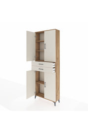 Arges Dolap 4 Raflı 2 Çekmeceli 4 Kapaklı 88x30x243 Çam-Aytaşı