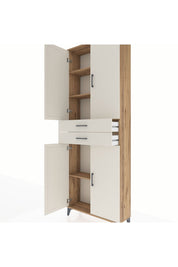 Arges Dolap 4 Raflı 2 Çekmeceli 4 Kapaklı 88x30x243 Çam-Aytaşı