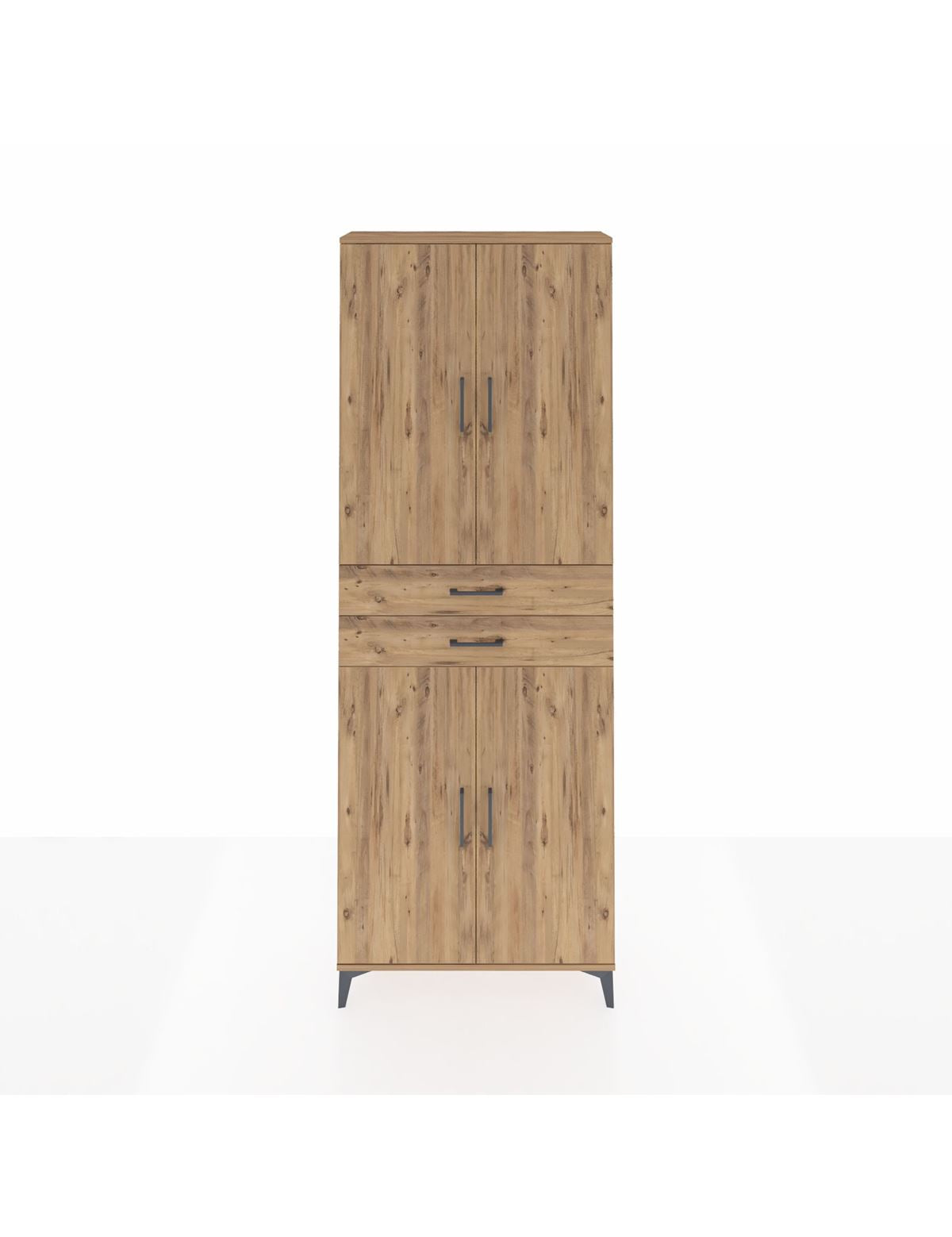 Arges Dolap 4 Raflı 2 Çekmeceli 4 Kapaklı 88x30x243 Çam-Çam