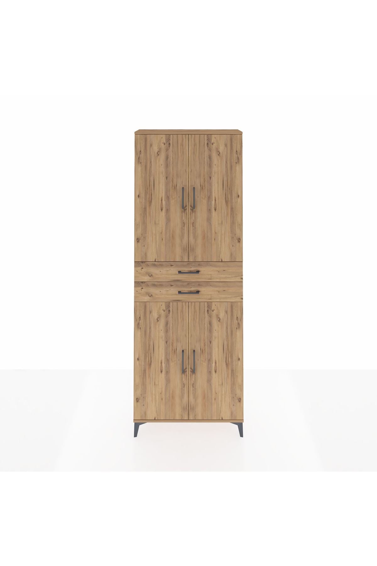 Arges Dolap 4 Raflı 2 Çekmeceli 4 Kapaklı 88x30x243 Çam-Çam