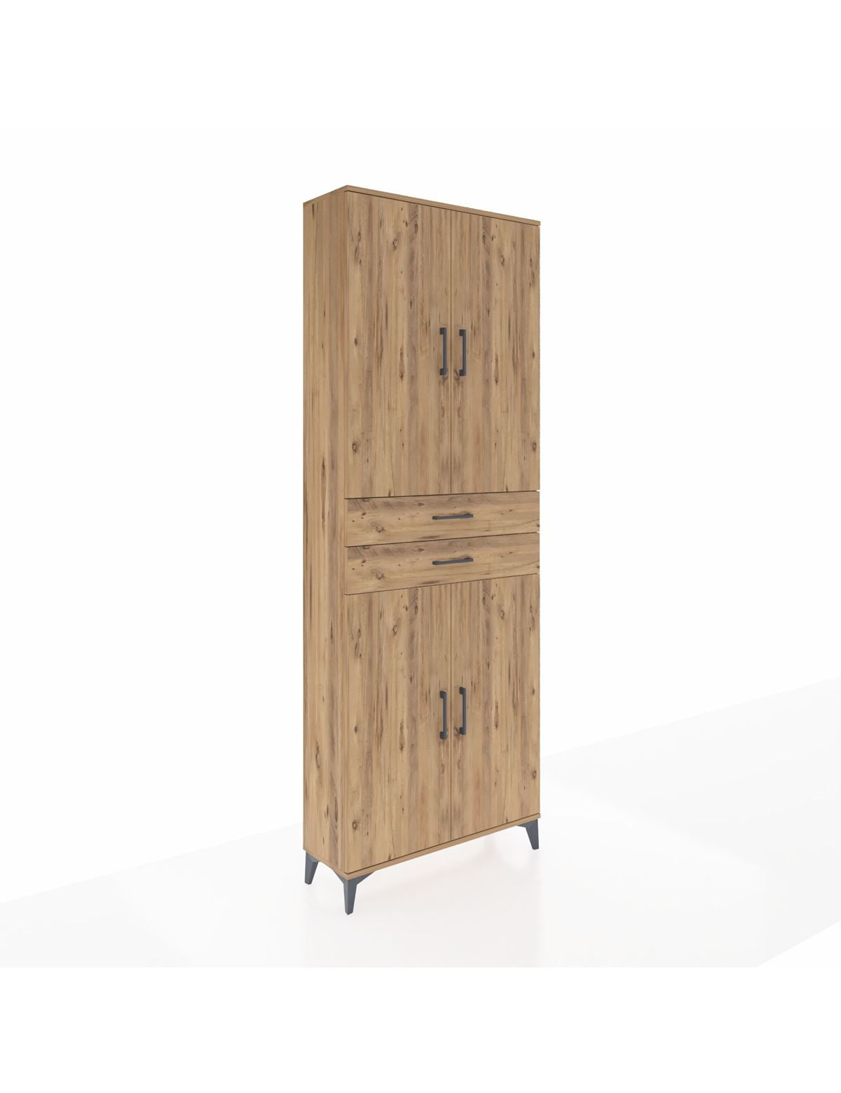 Arges Dolap 4 Raflı 2 Çekmeceli 4 Kapaklı 88x30x243 Çam-Çam