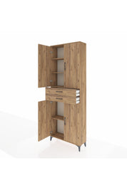 Arges Dolap 4 Raflı 2 Çekmeceli 4 Kapaklı 88x30x243 Çam-Çam