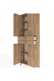Arges Dolap 4 Raflı 2 Çekmeceli 4 Kapaklı 88x30x243 Çam-Çam